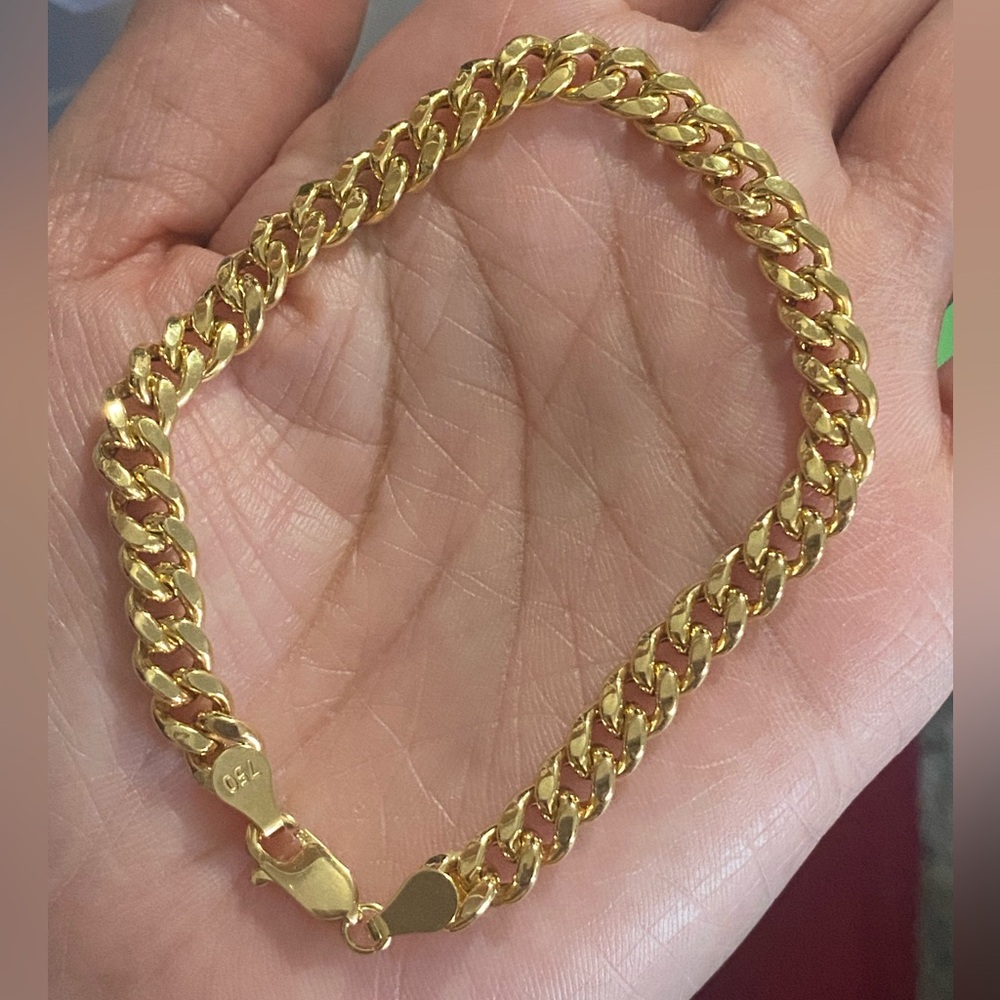 Real 18k Gold Curb Chain Bracelet